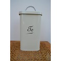 New Design Cream Enamel Welsh "Te" Tea Storage Canister